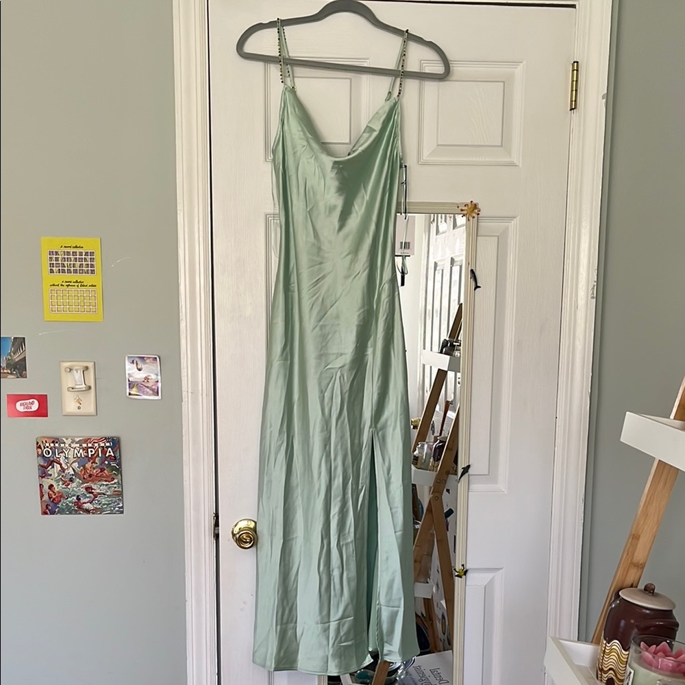 Elegant Jason Wu Green Satin Slip Dress